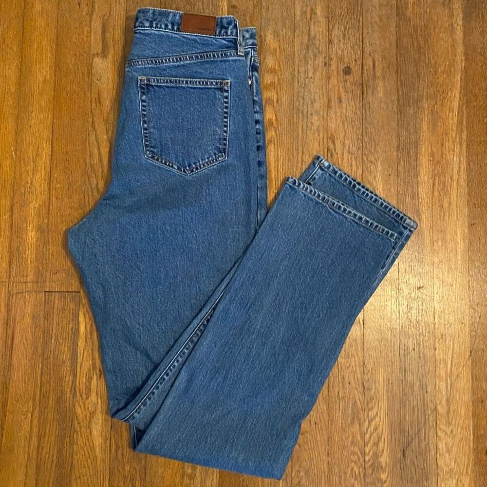 Lands End High Rise Straight Cotton Denim Jeans Women Size 12T